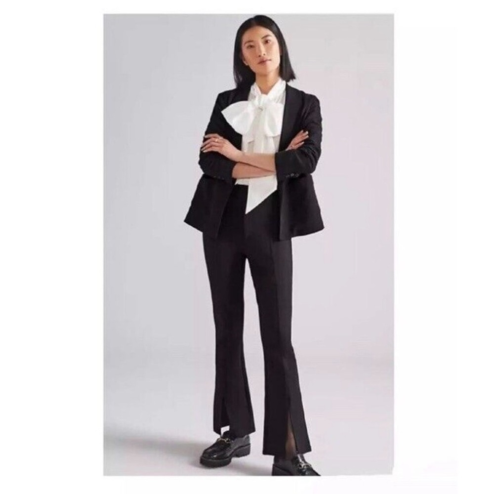 Anthropologie Maeve Ponte Slit Front Flared Pant | Black | Size 12
